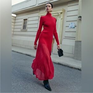 Elegant Red Turtleneck Dress